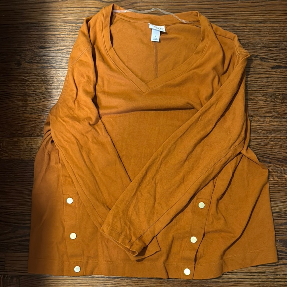 Ava & Viv Women's Orange V-Neck Blouse